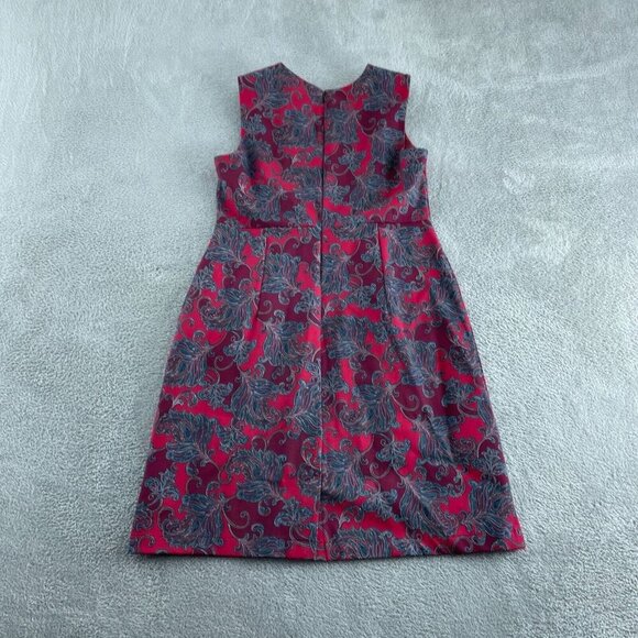 Lands End Womens 8P Sleeveless Red & Blue Paisley Dress Nylon/Viskose 5266 - Picture 2 of 8